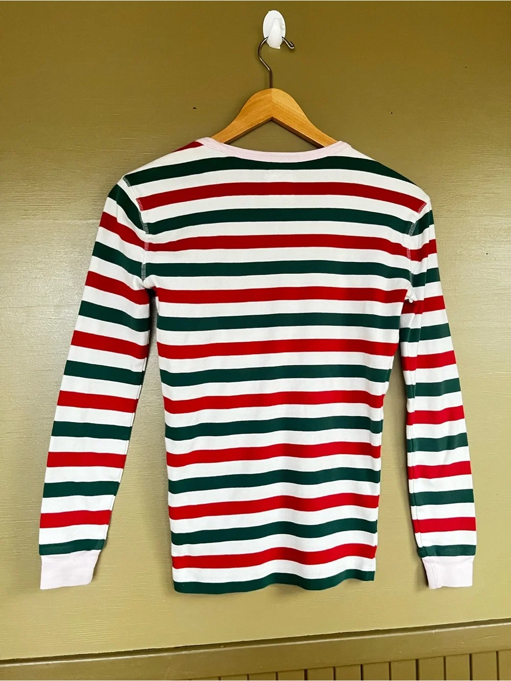 Crewcuts Striped 2 Piece Pajamas size 14 pink red green white Christmas holiday